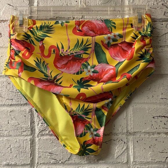 Flamingo Yellow Pink Bikini Bottom Small - Picture 1 of 8